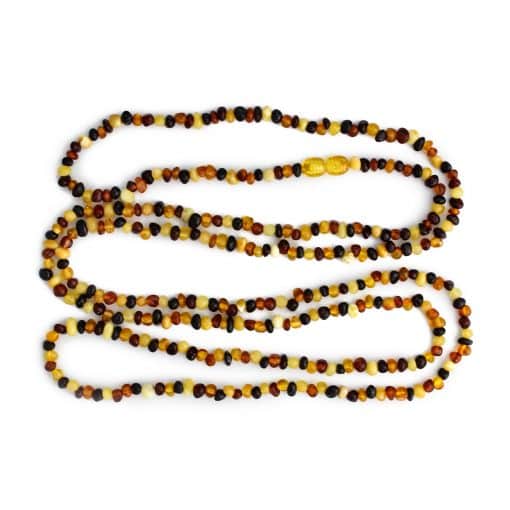 Polished adult semi rounded beads multicolor long necklace