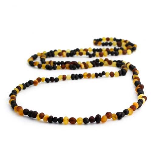 Raw adult semi rounded beads multicolor long necklace