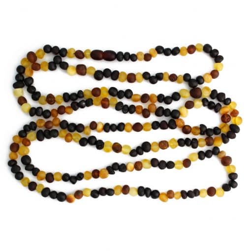 Raw adult semi rounded beads multicolor long necklace