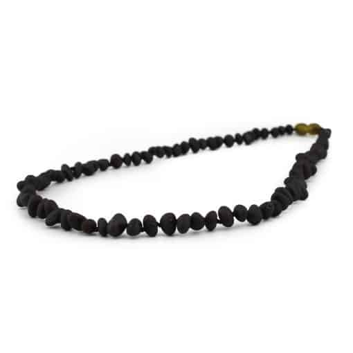 Raw adult semi rounded beads black color necklace