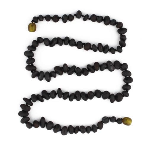 Raw adult semi rounded beads black color necklace