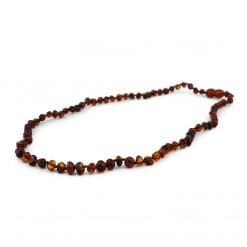 Polished adult semi rounded beads brown color necklace