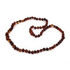 Polished adult semi rounded beads brown color necklace