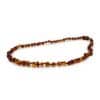 Polished adult semi rounded beads cognac color necklace
