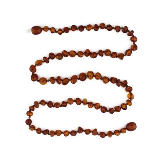 Polished adult semi rounded beads cognac color necklace