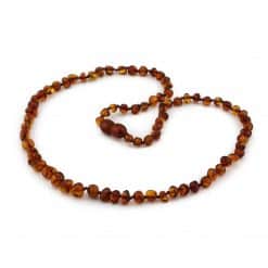 Polished adult semi rounded beads cognac color necklace