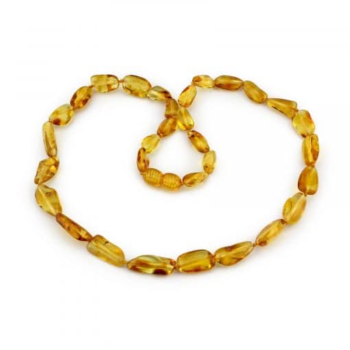 Polished adult oval beads honey color necklace