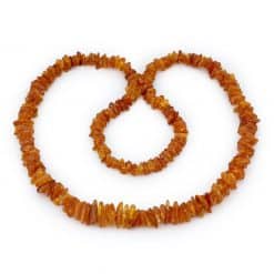 Polished adult chips beads dark honey color necklace
