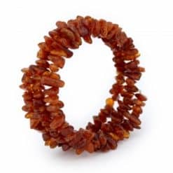 Polished chips beads memory wire cognac bracelet