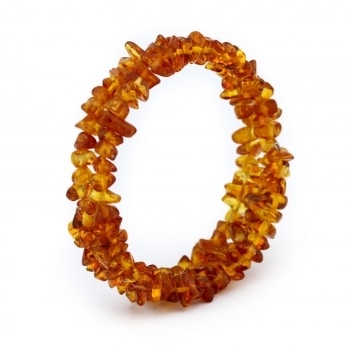 Polished chips beads memory wire dark honey bracelet