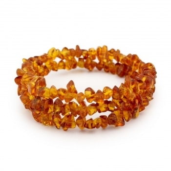 Polished chips beads memory wire dark honey bracelet