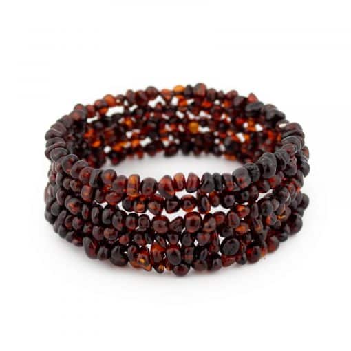Polished semi rounded beads memory wire cherry color bracelet