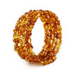 Polished semi rounded beads memory wire dark honey color bracelet