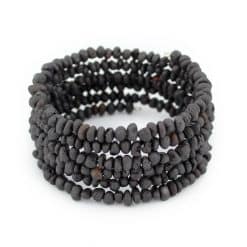 Raw semi rounded beads memory wire black color bracelet