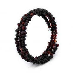 Polished semi rounded beads memory wire black color bracelet