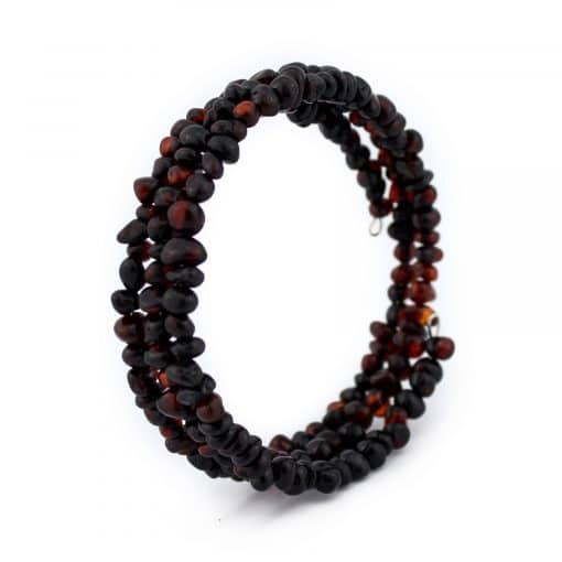 Polished semi rounded beads memory wire black color bracelet