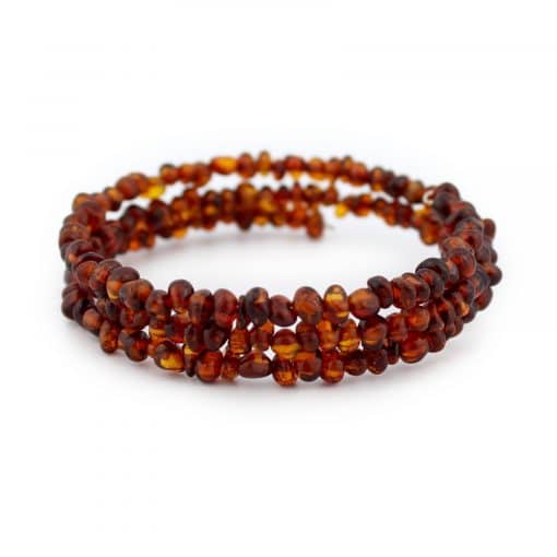 Polished semi rounded beads memory wire brown color bracelet