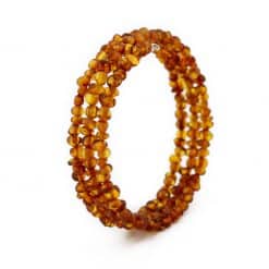 Polished semi rounded beads memory wire dark honey color bracelet