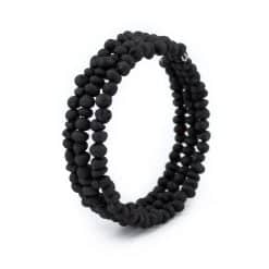 Raw semi rounded beads memory wire black color bracelet