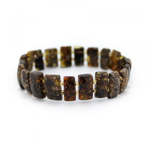Polished rectangle beads green color bracelet