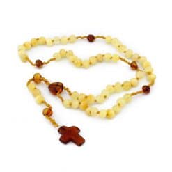 Polished rounded beads butter color christian rosary