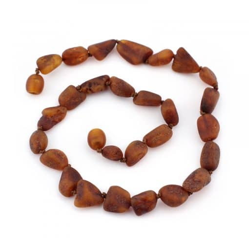 Raw Baby Oval Beads Cognac Color Necklace