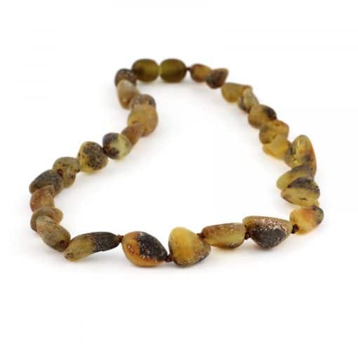 Raw Baby Oval Beads Green Color Necklace