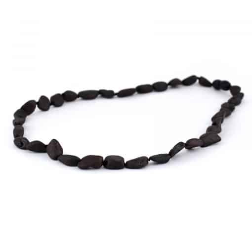 Raw Adult Oval Beads Black Color Necklace
