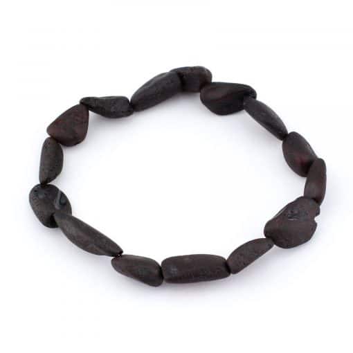 Raw Adult Oval Beads Black Color Bracelet