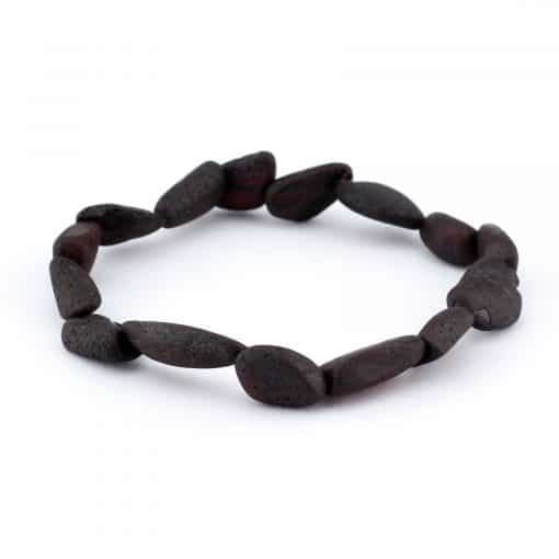 Raw Adult Oval Beads Black Color Bracelet