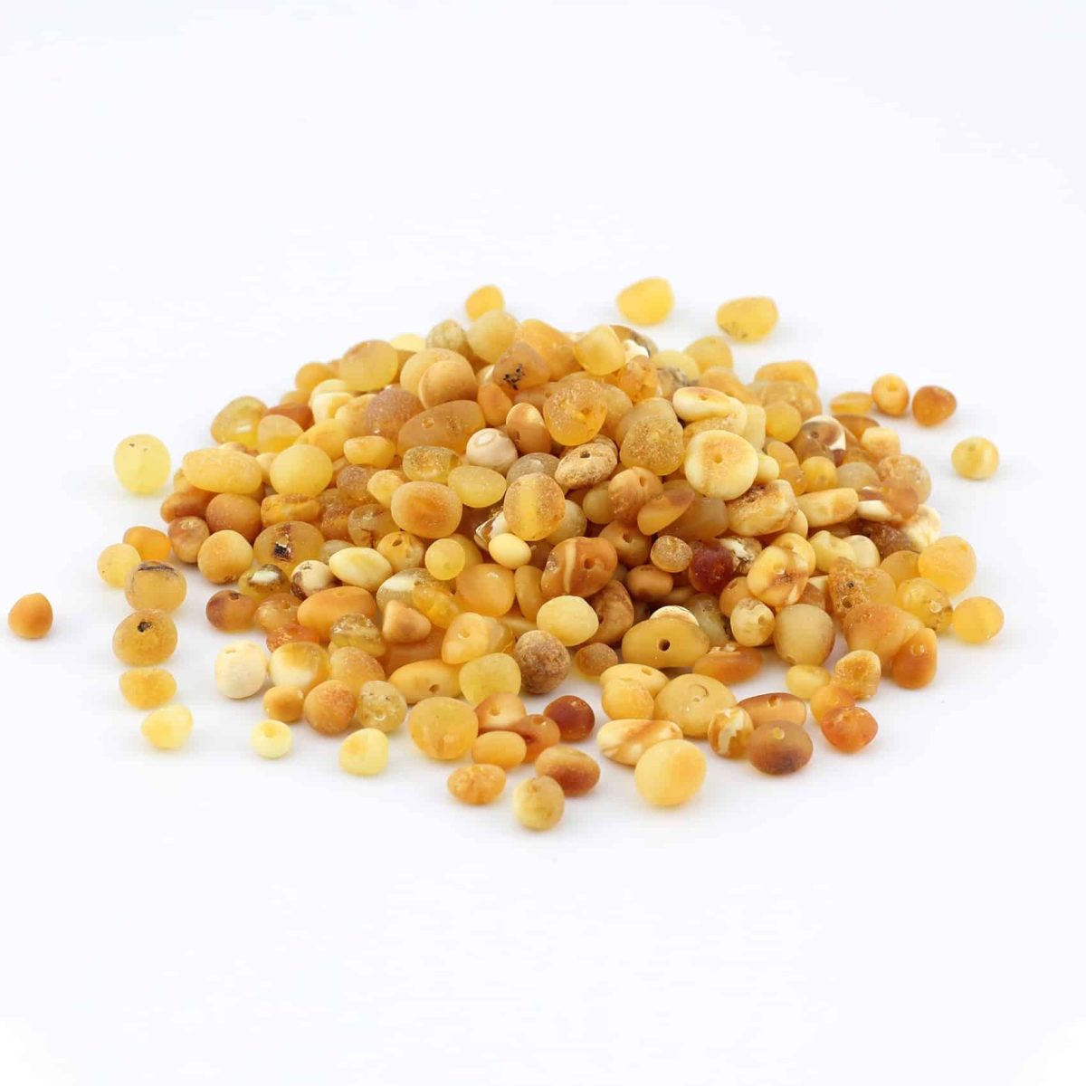 Loose raw semi rounded butter color beads 100g