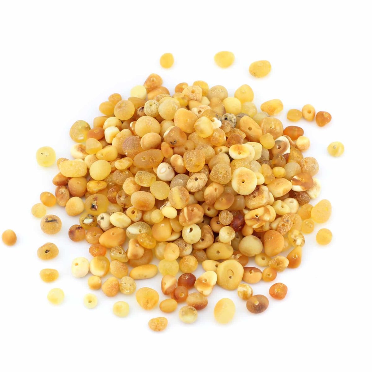 Loose raw semi rounded butter color beads 100g
