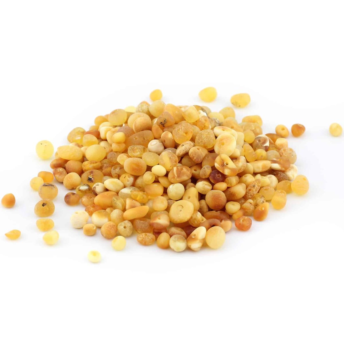 Loose raw semi rounded butter color beads 100g