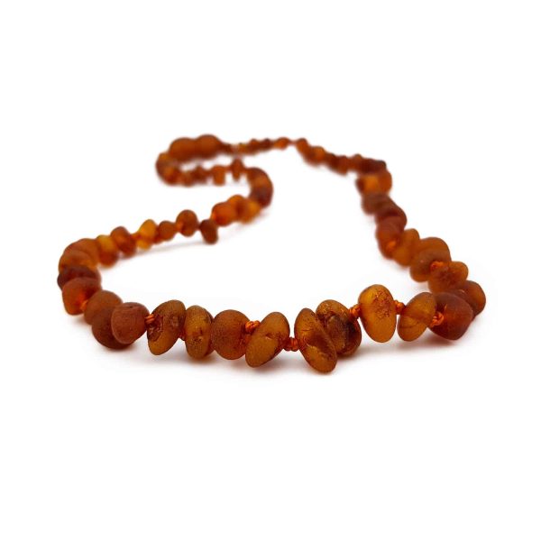 Raw teenage semi rounded cognac color necklace