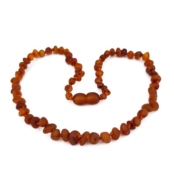 Raw teenage semi rounded cognac color necklace