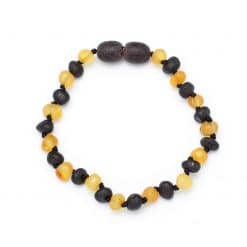 Raw baby semi rounded beads butter+black color bracelet