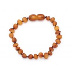 Raw baby semi rounded beads cognac color bracelet
