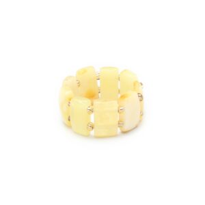 Polished amber adult square beads butter color ring