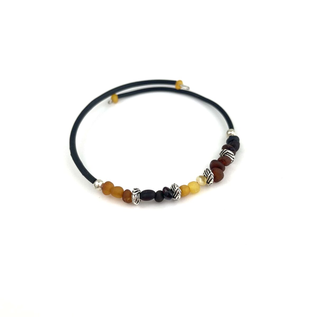 Raw Semi Rounded Beads Multicolor Bracelet