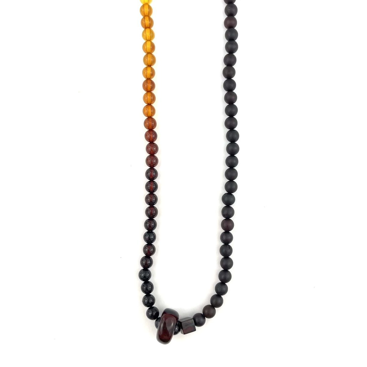 Polished Round and Cube Beads Dark Rainbow Color Necklace - Image 2