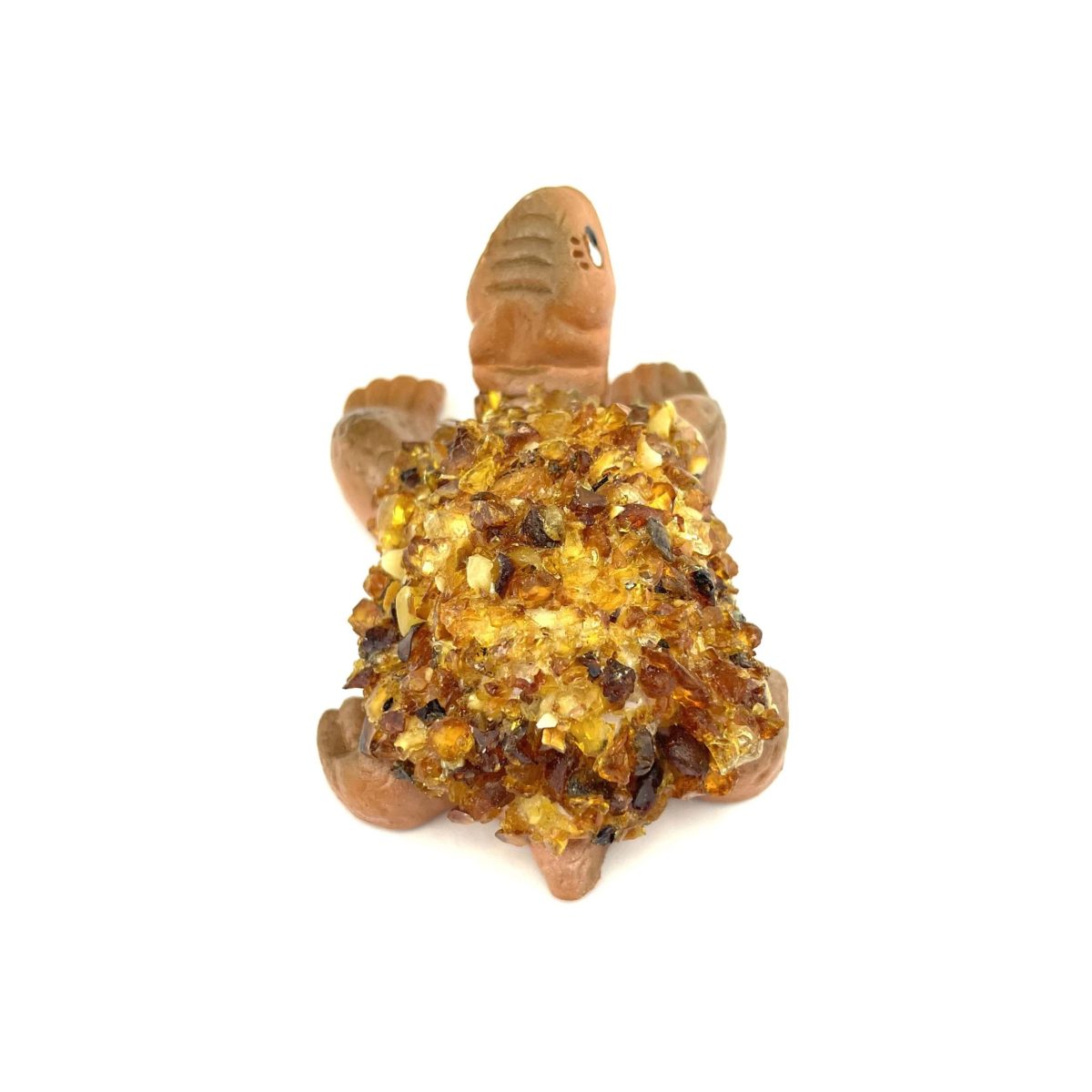 Handmade Clay Figurine The Turtle Decorated with Amber - Image 2