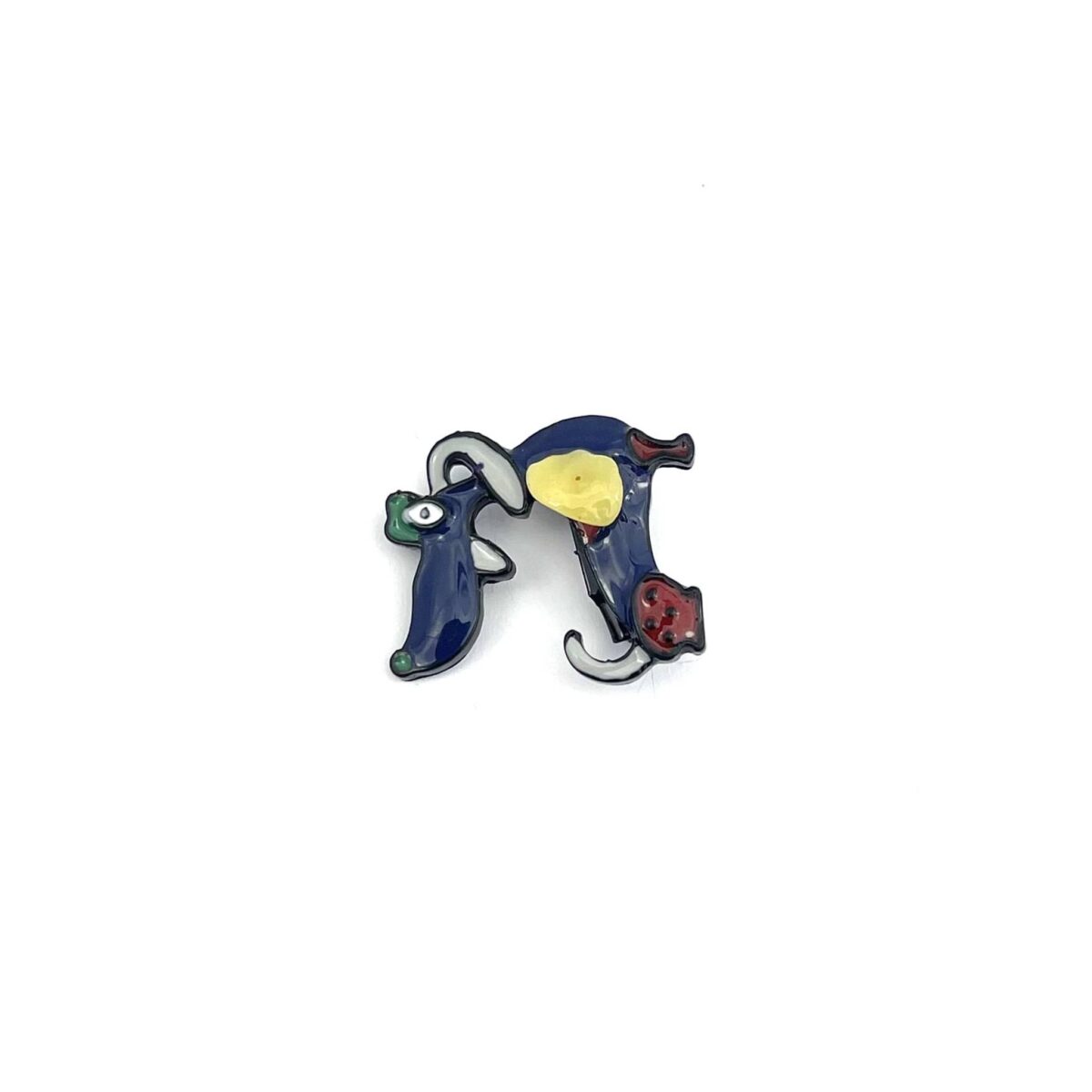 Blue Dog Brooch Decorated With Natural Baltic Amber Stone - Image 2