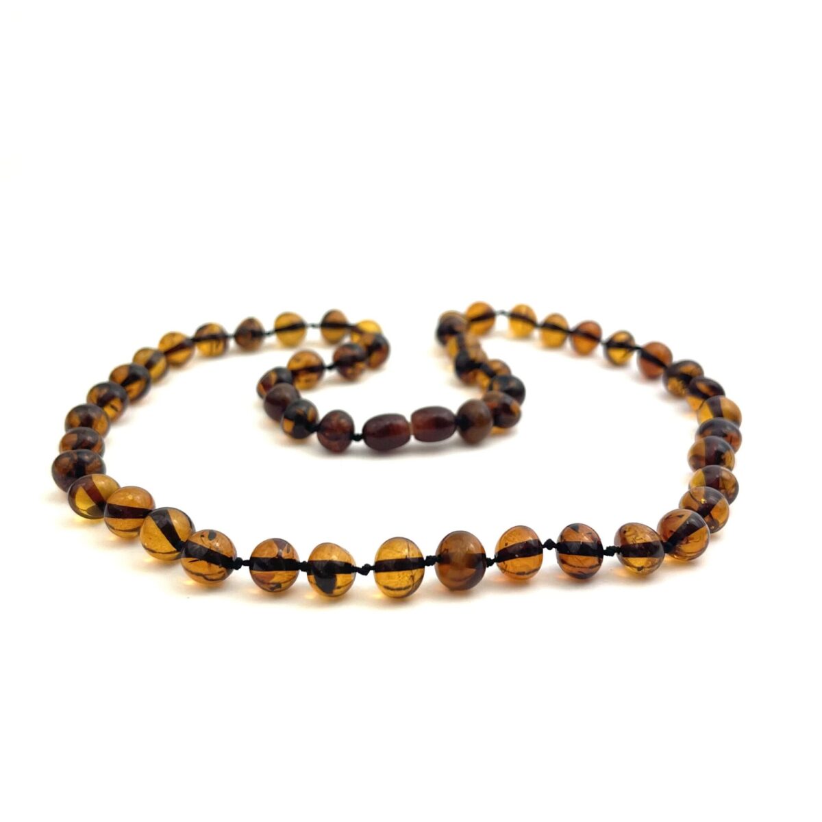 Polished Baroque Beads Cognac Necklace 8mm Beads